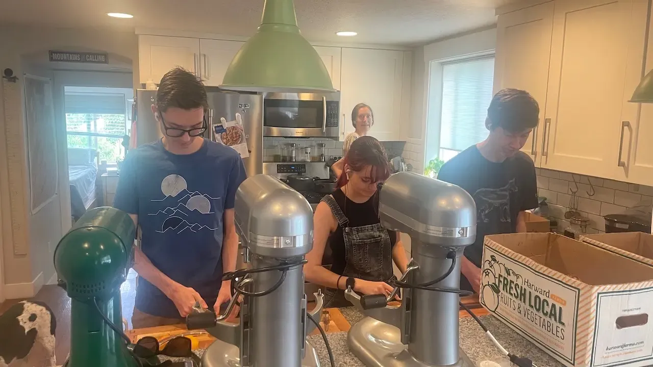 Family making pies